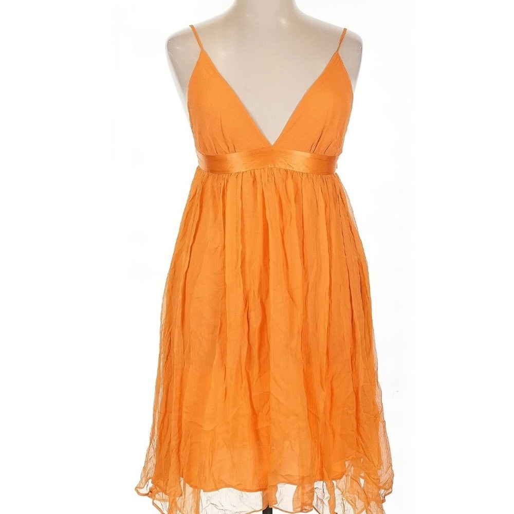 Banana Republic Orange Pleated Mini Sundress